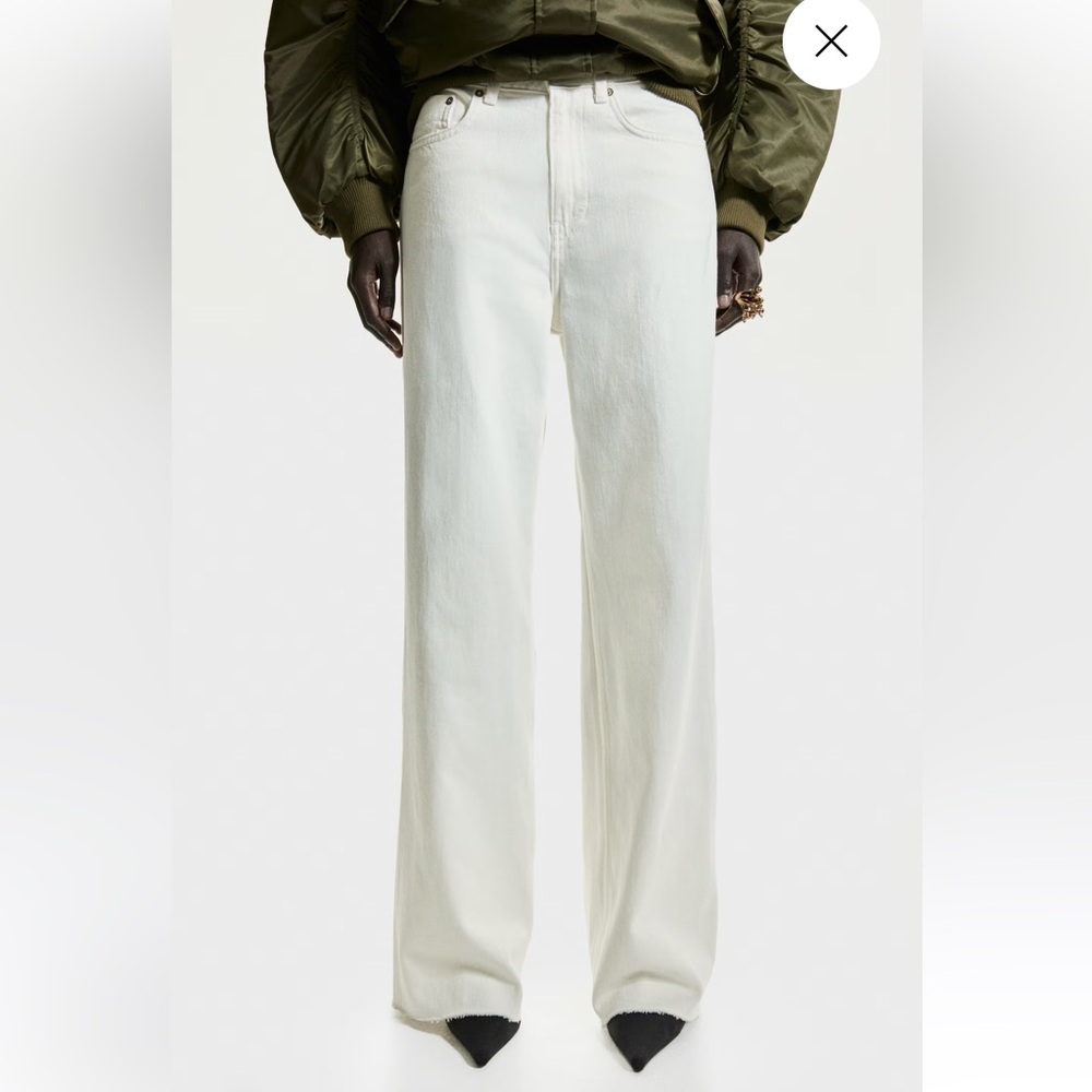 H&M White/Cream Wide Leg Jean Sz 16